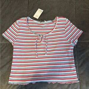 SO cropped patriotic striped shirt